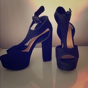 Faux black suede Bamboo heels